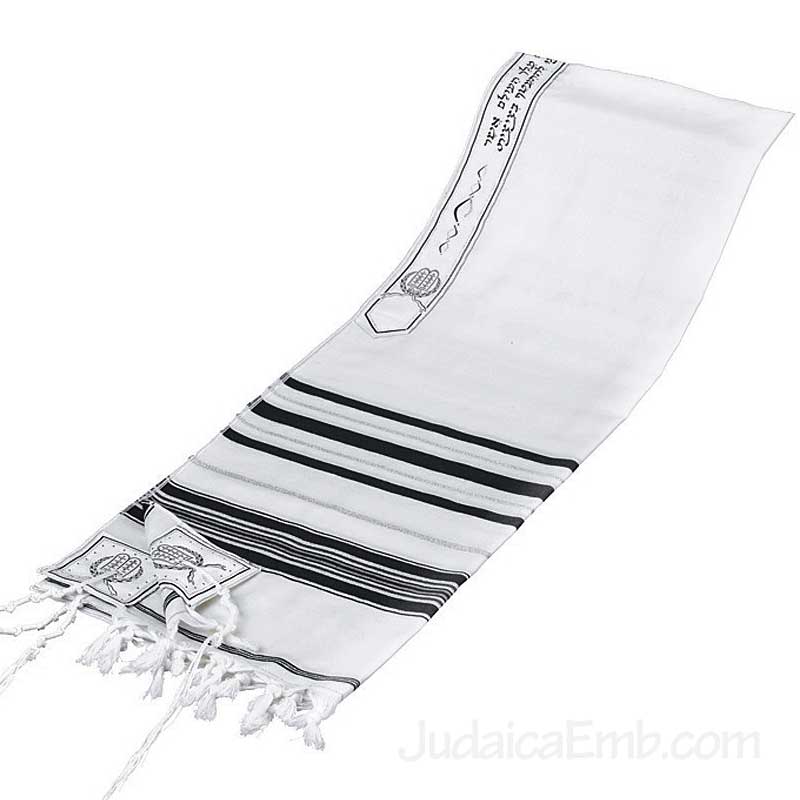 https://www.judaicaemb.com/images/tallit-jewish-prayer-shawl-wool-white-black-silver-bks.jpg